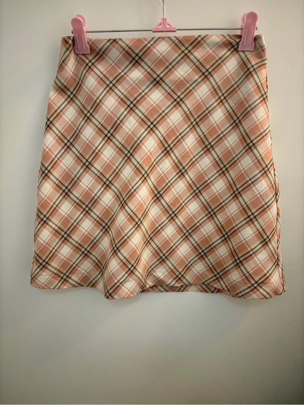 Pink Plaid Zip-Up Mini Skirt